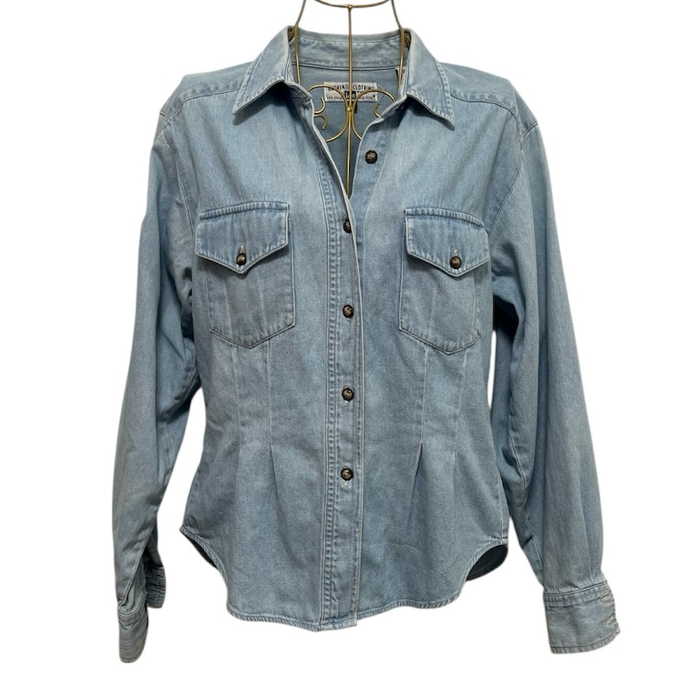 LEE Authentic Vintage 90s Darted Denim Long Sleeve Button Up Shirt Size S